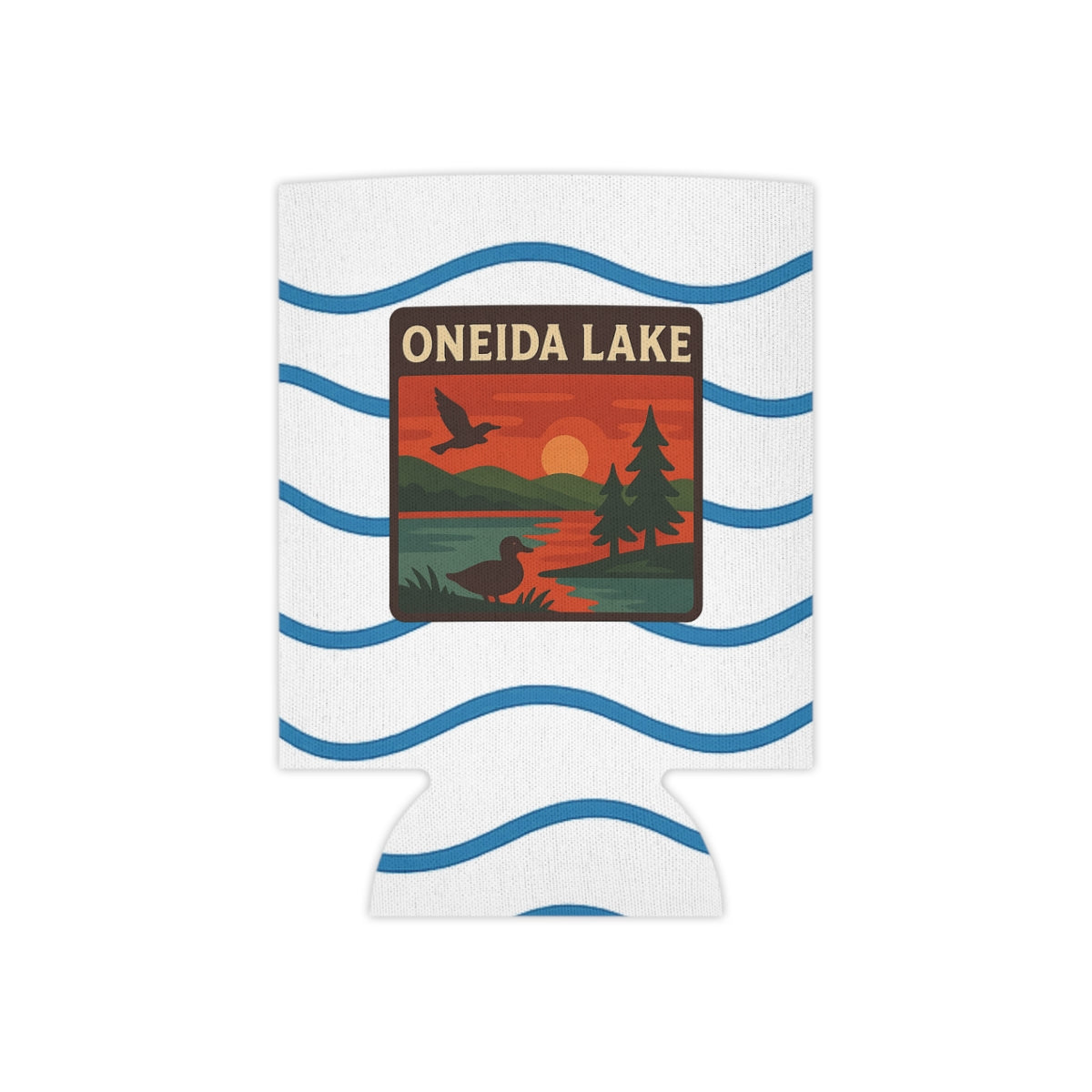 Oneida Lake Can Cooler | Vintage Lake House Drink Holder, Outdoor Party Favor, Moose Design, Camping Gear, Summer BBQ Essential