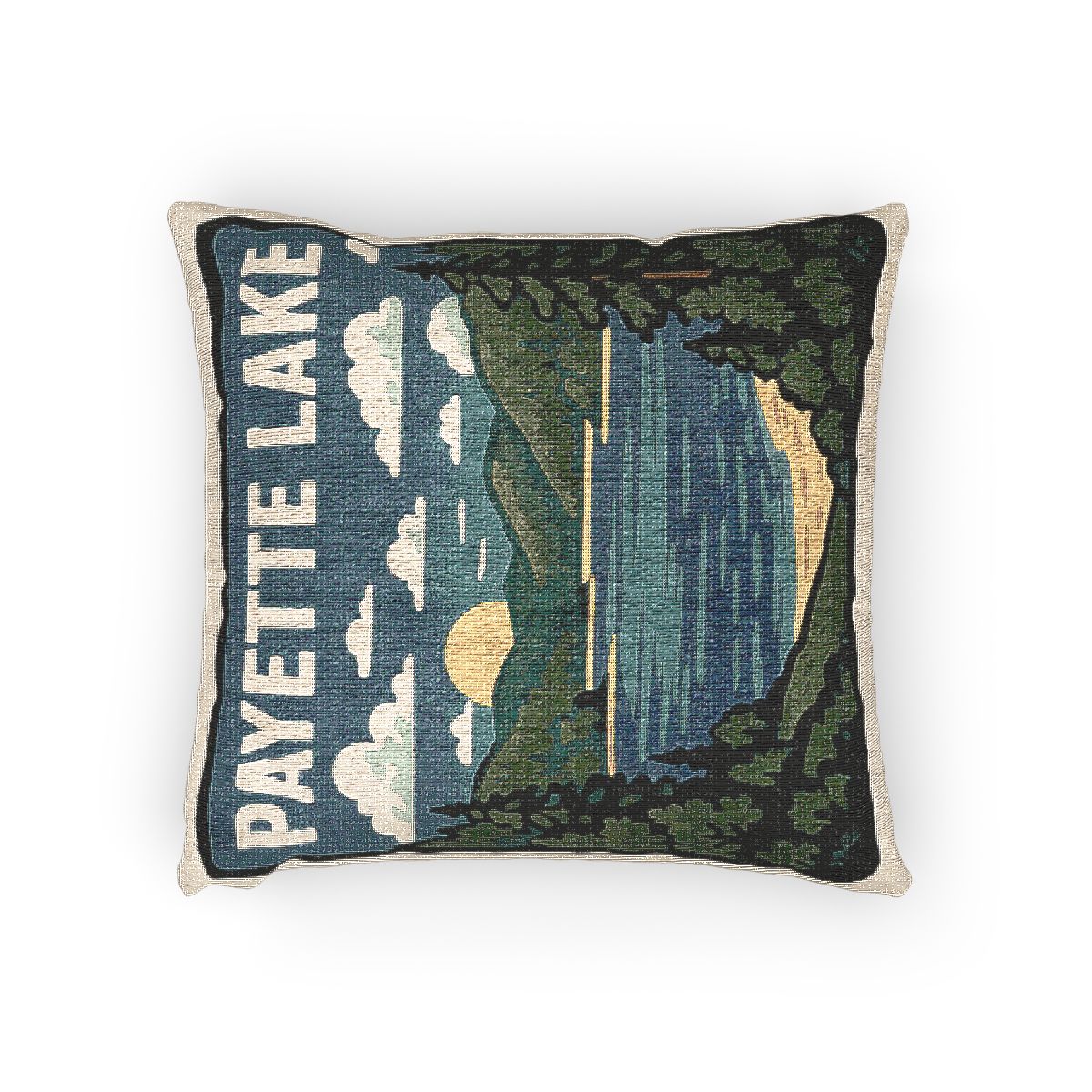 Payette Lake Woven Pillow | Rustic Home Decor, Nature Accent, Lake House Gift, Boho Living Room Accessory, Cozy Cabin Decor