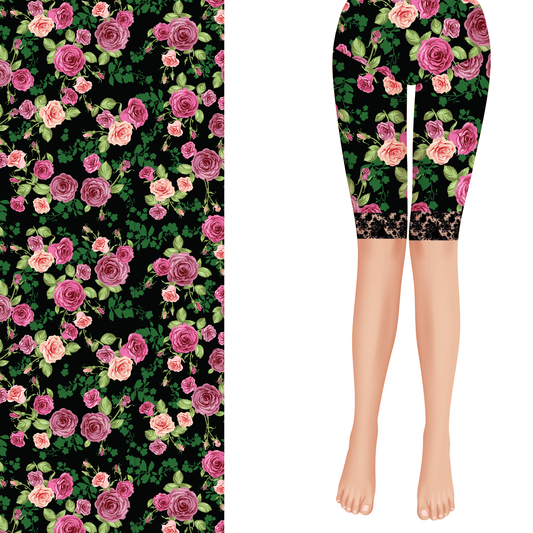 Rose Garden Shorts with Black Lace