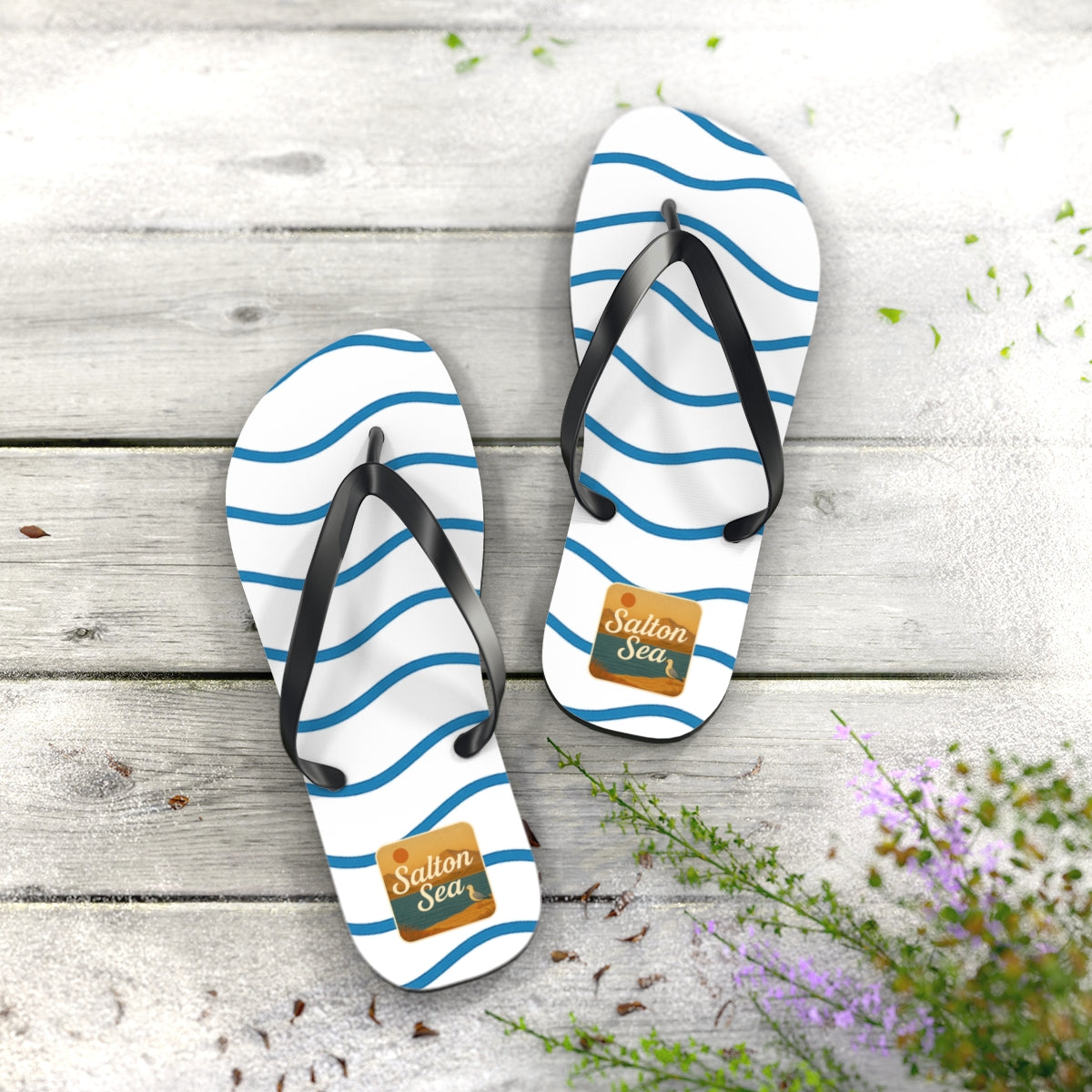 Salton Sea Beachy Vibes Flip Flops - Summer Sandals, Poolside Footwear, Vacation Essentials, Casual Summer Shoes, Beach Accessories