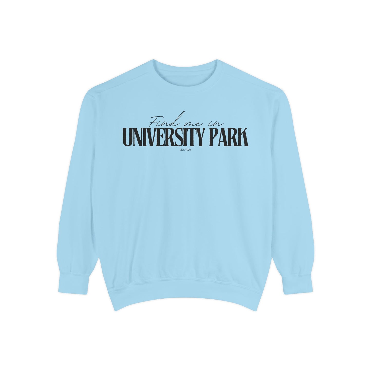 University Park Cozy Sweatshirt, Unisex Garment-Dyed Crew, Casual Wear, Gift for Friends, Fall Fashion, Lounge Style