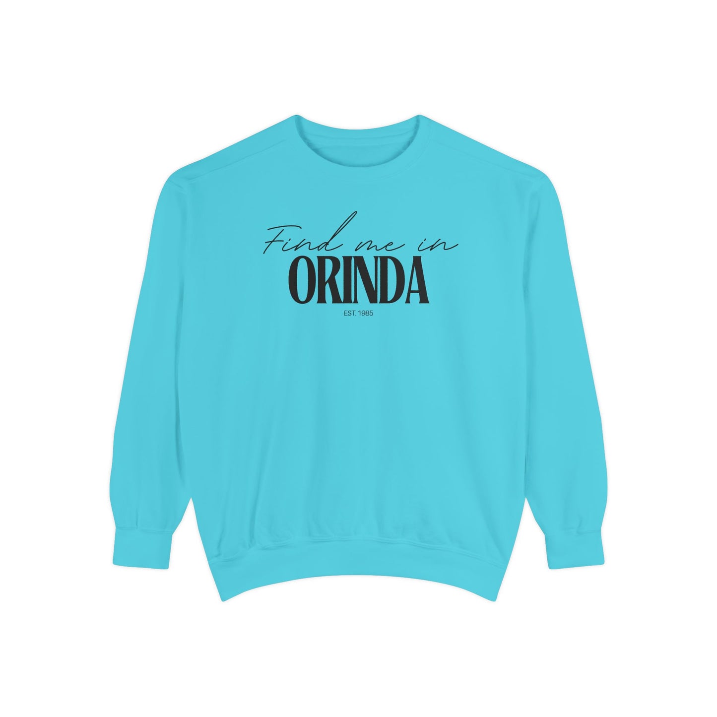 Orinda Cozy Sweatshirt, Unisex Garment-Dyed Crew, Casual Wear, Gift for Friends, Fall Fashion, Lounge Style