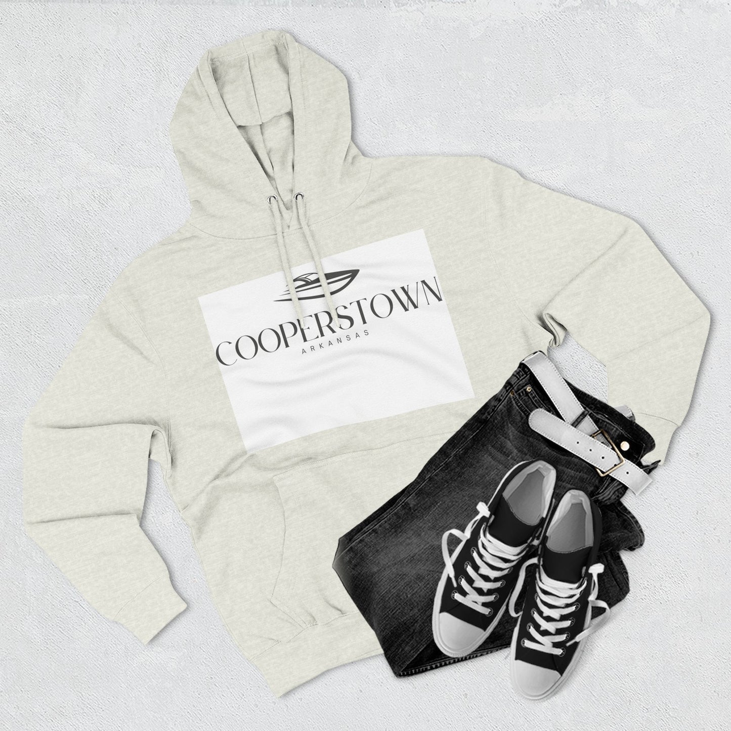Cooperstown Stylish Three-Panel Fleece Hoodie for Cozy Days, Casual Wear, Warm Layering, Gift for Him or Her