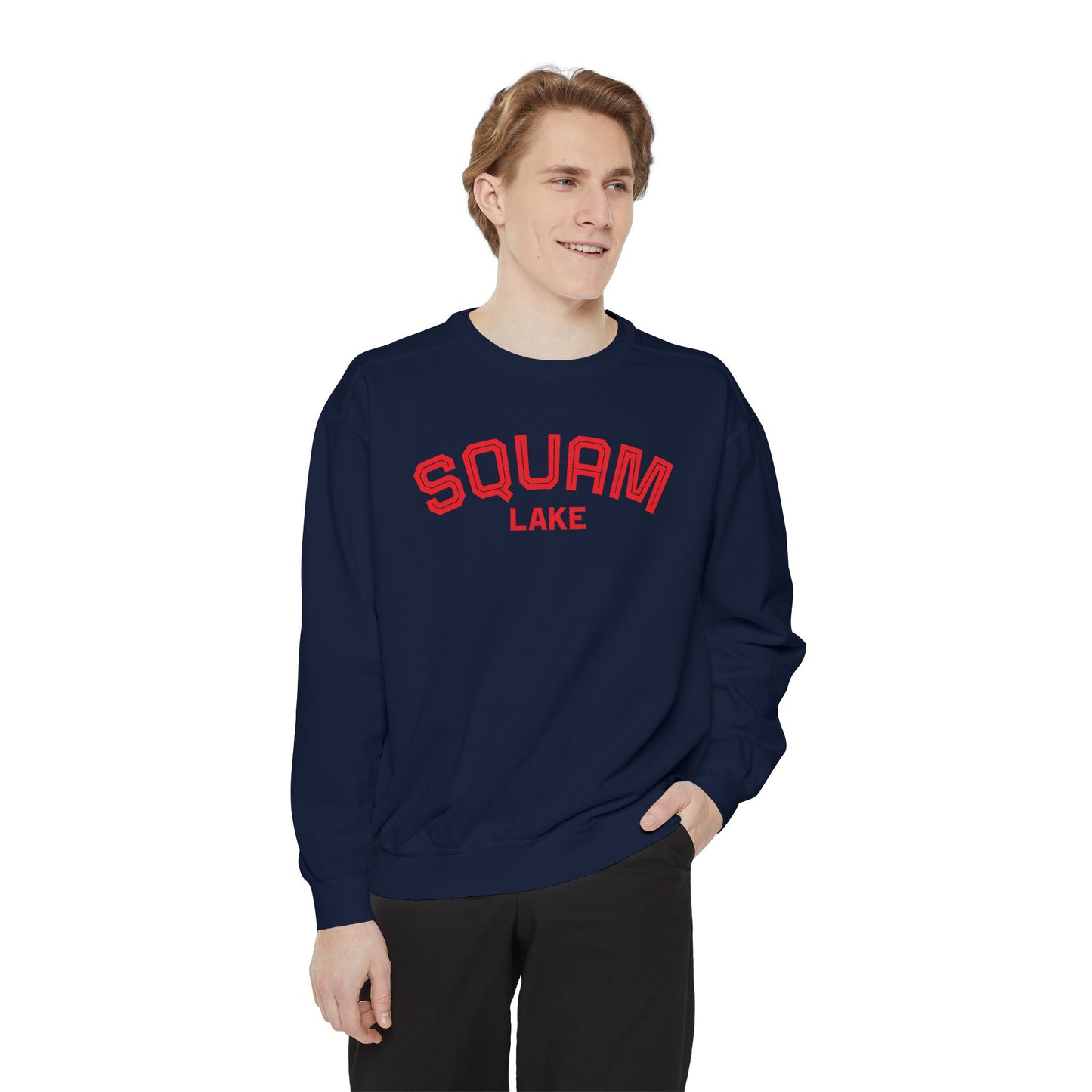 Squam Lake Unisex Garment-Dyed Sweatshirt, Cozy Casual Wear, Perfect for Lakeside Gatherings, Great for Fall, Gift for Nature Lovers