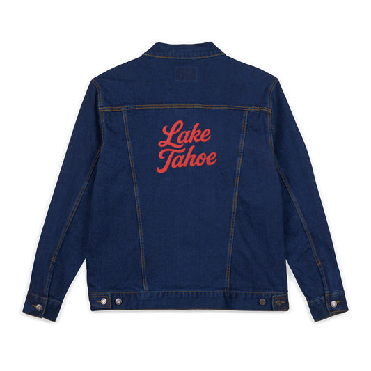 Lake Tahoe Unisex Embroidered Denim Jacket - Trendy Fall Fashion, Casual Layering, Everyday Wear, Stylish Gift, Unique Statement Piece