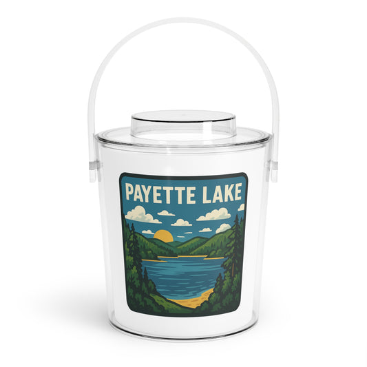 Payette Lake Charming Lake House Ice Bucket with Tongs, Summer Party Essential, Outdoor Gatherings, Vintage Lake Decor, Unique Gifts for Hosts