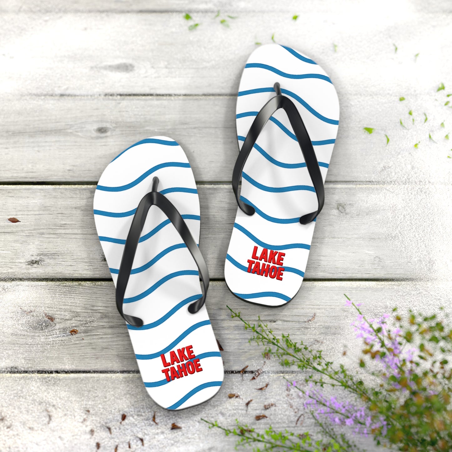 Lake Tahoe Beachy Vibes Flip Flops - Summer Sandals, Poolside Footwear, Vacation Essentials, Casual Summer Shoes, Beach Accessories