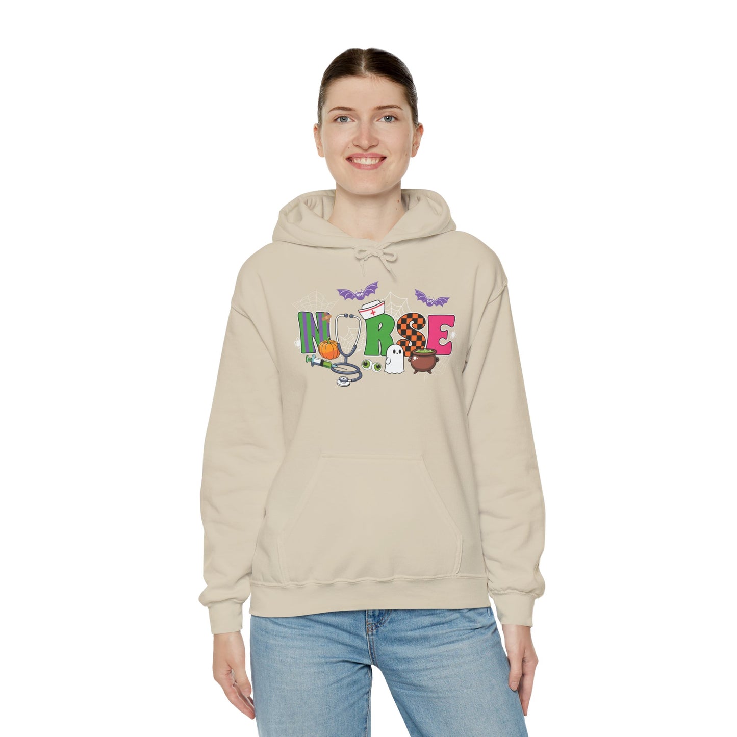 Nurse Whimsical Halloween Hooded Sweatshirt, Fall Fashion, Cozy Sweater Gift, Unisex Hoodie, Halloween Apparel