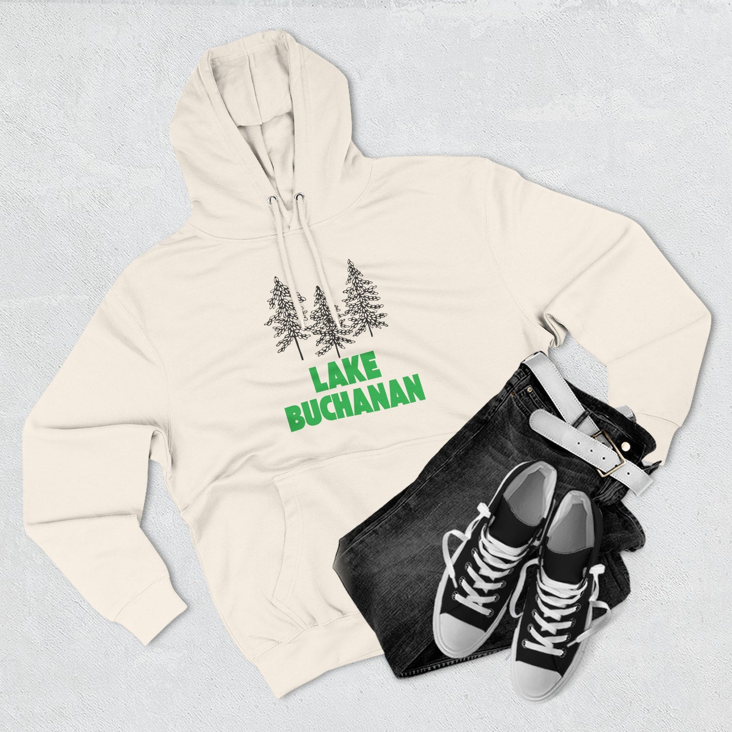 Lake Buchanan Fleece Hoodie, Cozy Sweatshirt, Outdoor Adventure Wear, Unique Gift for Lake Lovers, Perfect for Fall and Winter