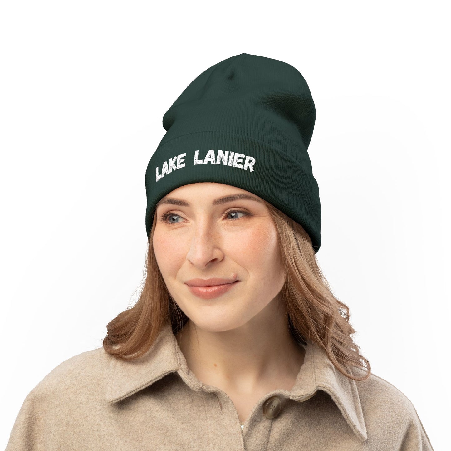 Lake Lanier Cozy Embroidered Knit Beanie, Winter Hat, Lake Lanier Merchandise, Warm Knit Hat, Gift for Her, Outdoor Beanie