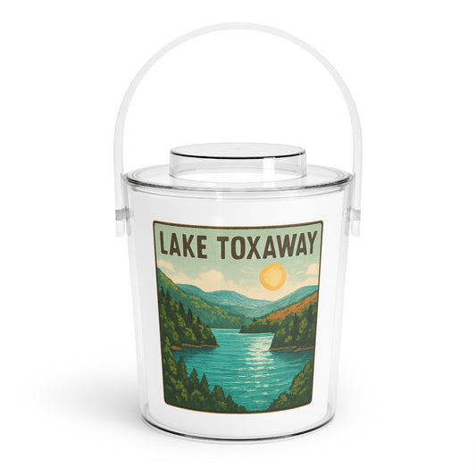 Lake Toxaway Charming Lake House Ice Bucket with Tongs, Summer Party Essential, Outdoor Gatherings, Vintage Lake Decor, Unique Gifts for Hosts