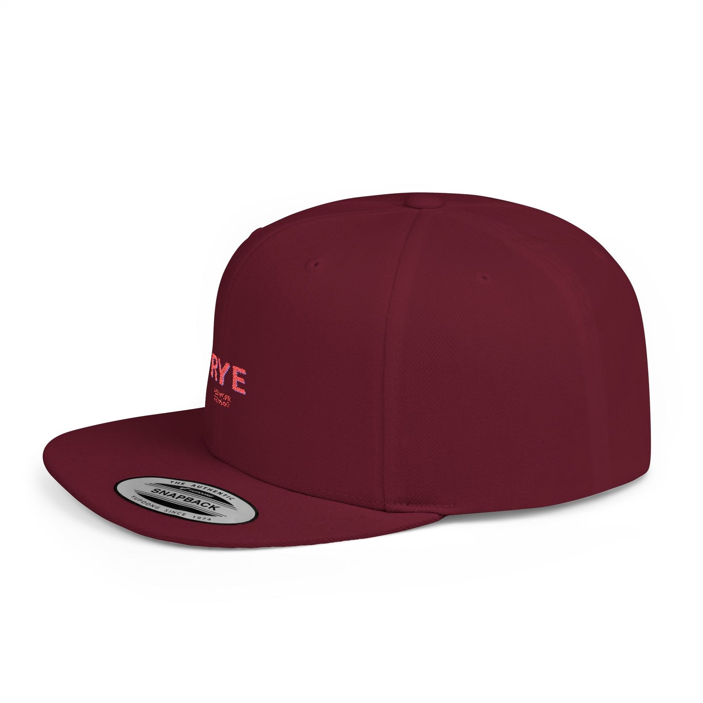 Rye Stylish Flat Bill Snapback Hat with Design, Perfect for Casual Outings, Streetwear, Gifts, Festivals, Everyday Wear