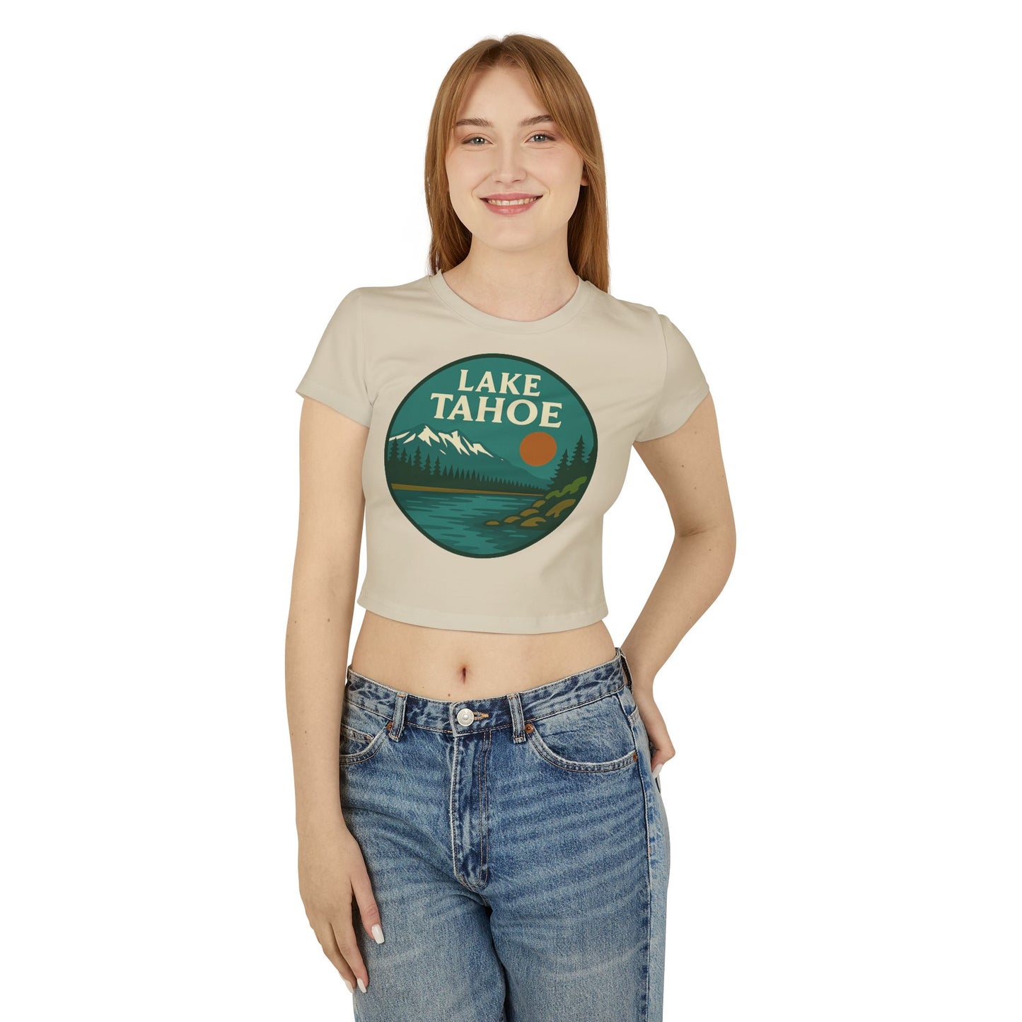 Lake Tahoe Women's Baby Tee - Vintage Style, Lake Lover Shirt, Summer Outfit, Nature Lover Gift, Travel-Inspired Top
