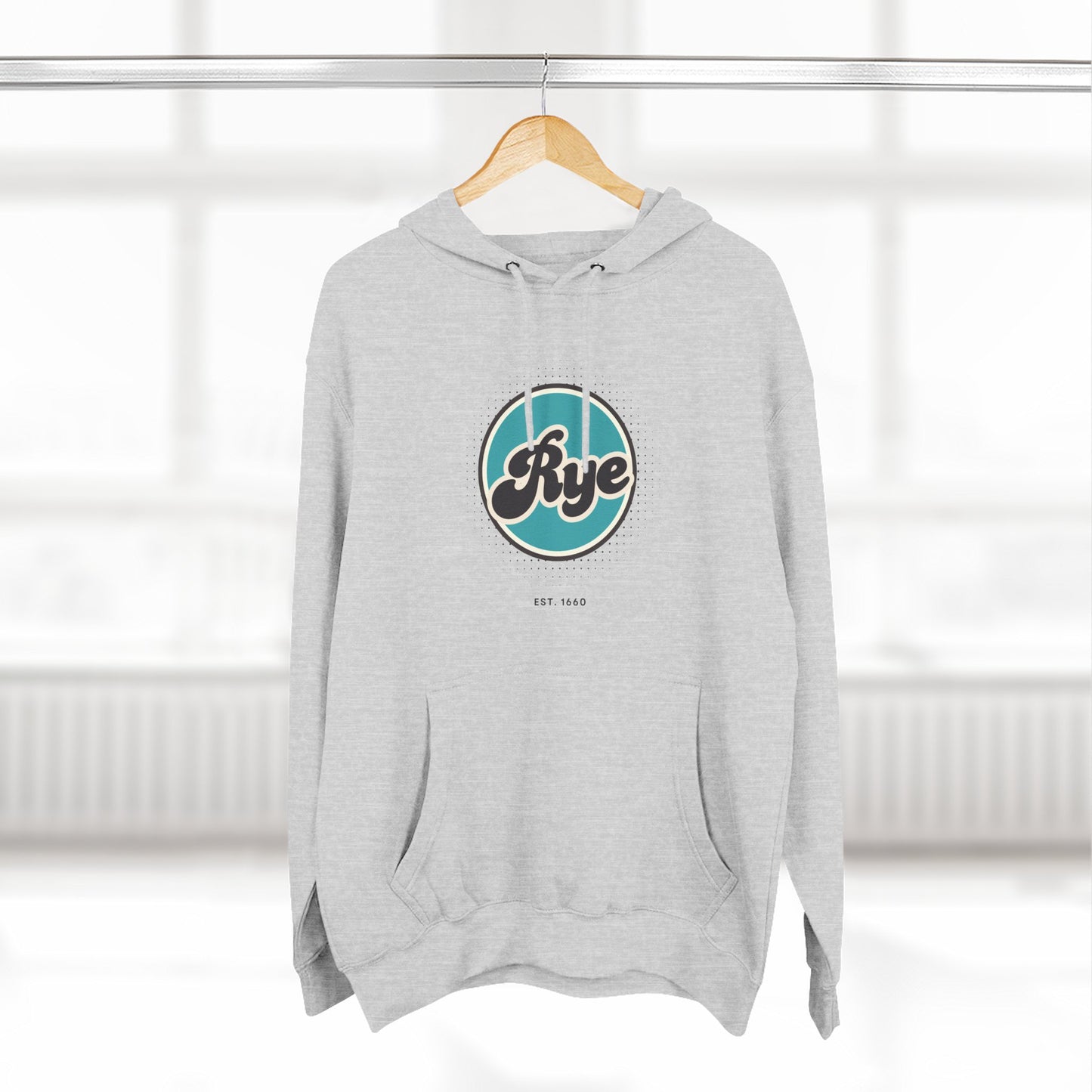 Rye Retro Vibe Hoodie for Casual Days, Streetwear, Unisex Gift, Cozy Layering Apparel