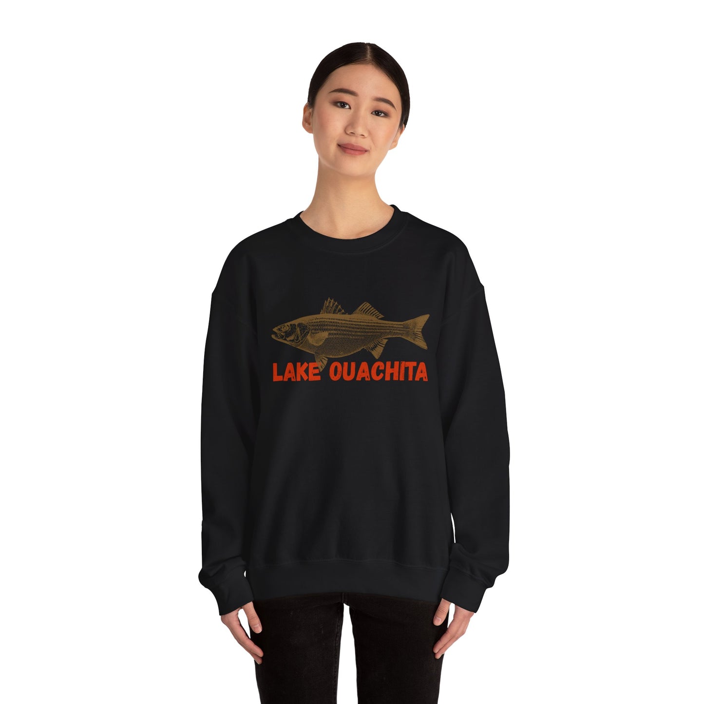 Lake Ouachita Fishing Sweatshirt, Unisex Crewneck, Casual Wear, Gift for Fishermen, Outdoor Apparel, Lake House Cozy