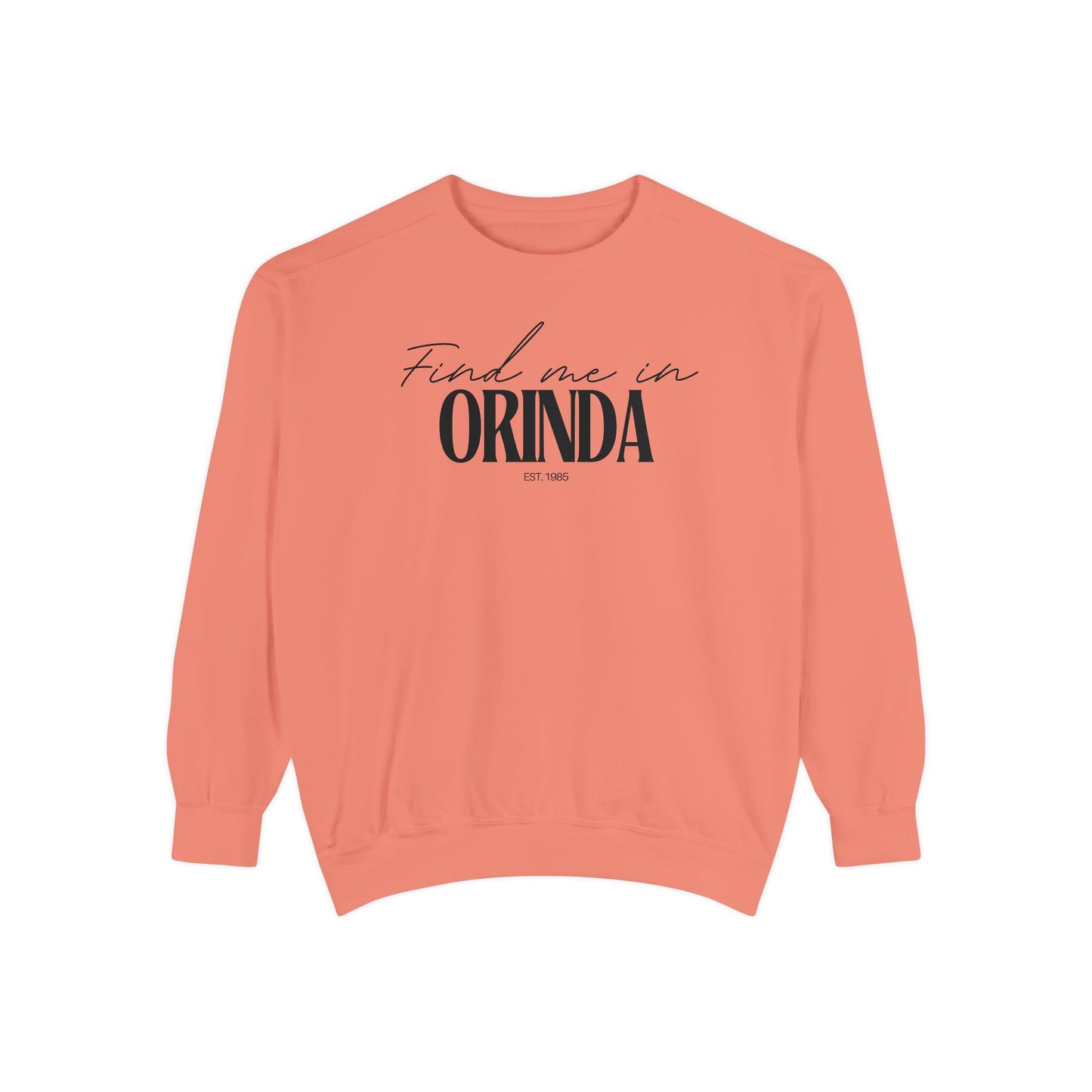 Orinda Cozy Sweatshirt, Unisex Garment-Dyed Crew, Casual Wear, Gift for Friends, Fall Fashion, Lounge Style