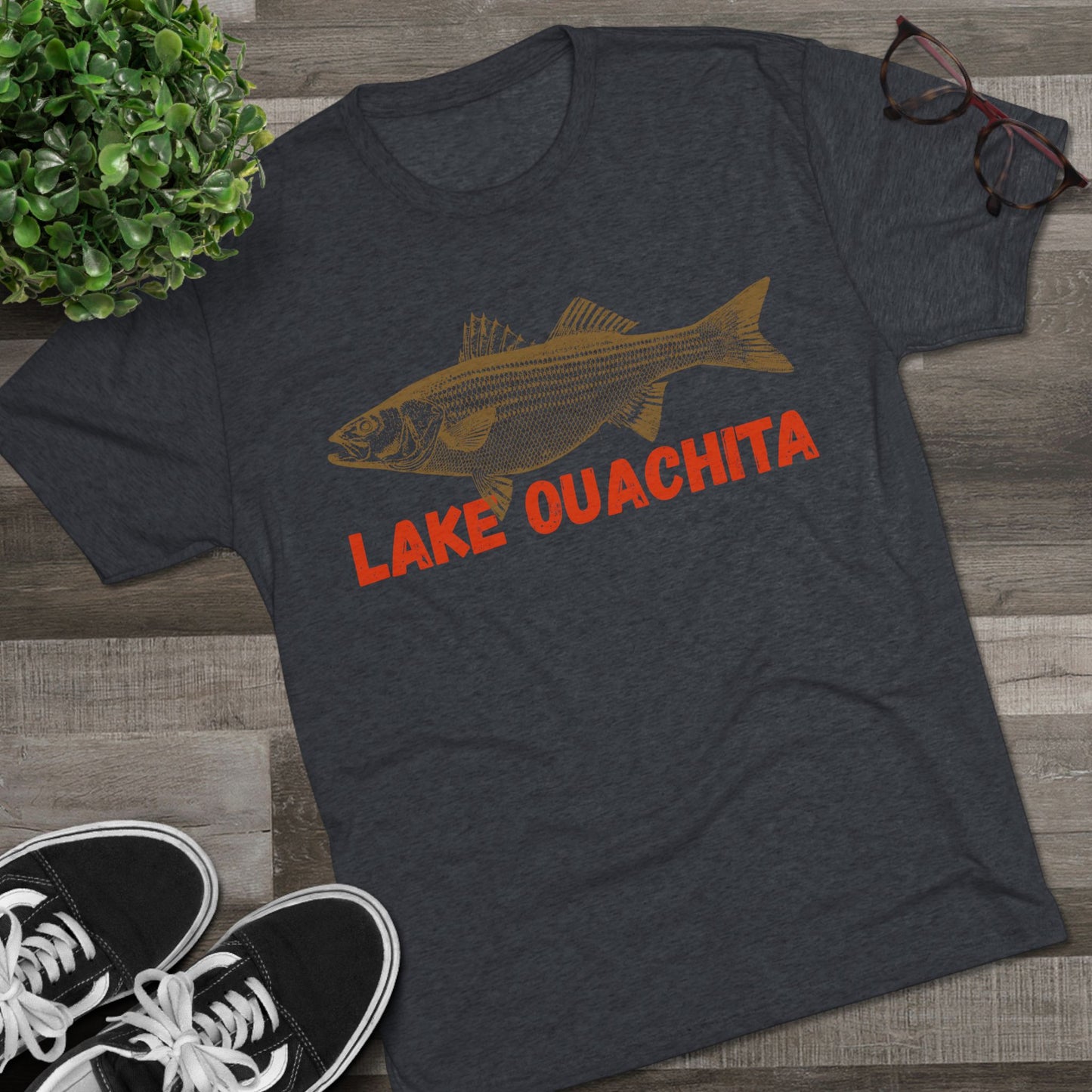 Lake Ouachita Fishing Tee, Unisex Crew Neck Shirt, Summer Lake Apparel, Gift for Fishermen, Outdoor Adventure T-Shirt, Lake House Style