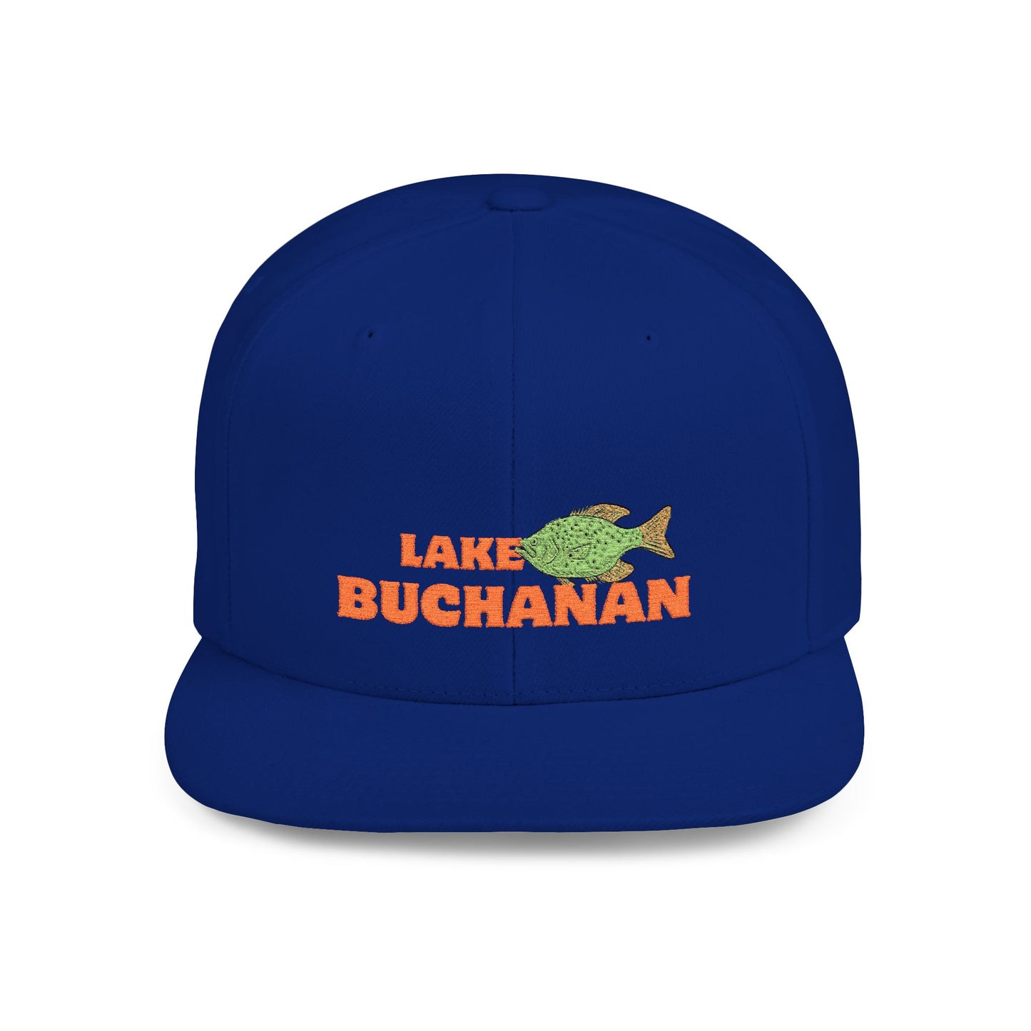 Lake Buchanan Fish Flat Bill Snapback Hat, Fishing Cap, Outdoor Gear, Lake House Gift, Summer Accessories, Stylish Headwear