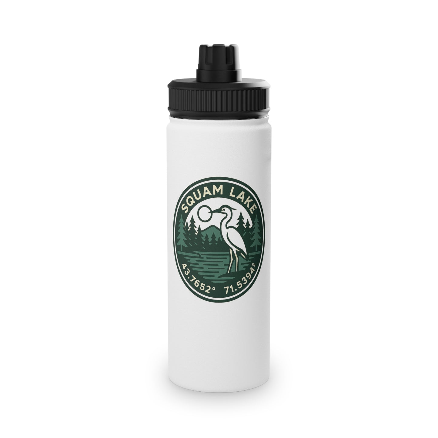 Squam Lake Stainless Steel Water Bottle, Sports Lid