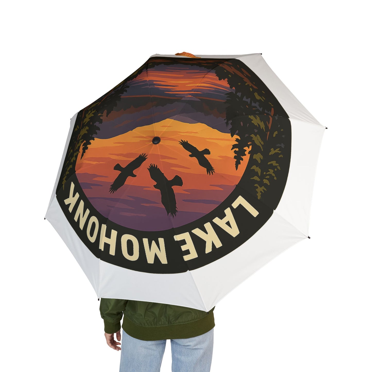 Lake Mohonk Semi-Automatic Foldable Umbrella, Travel Umbrella, Outdoor Gear, Gifts for Nature Lovers, Rainy Day Essential