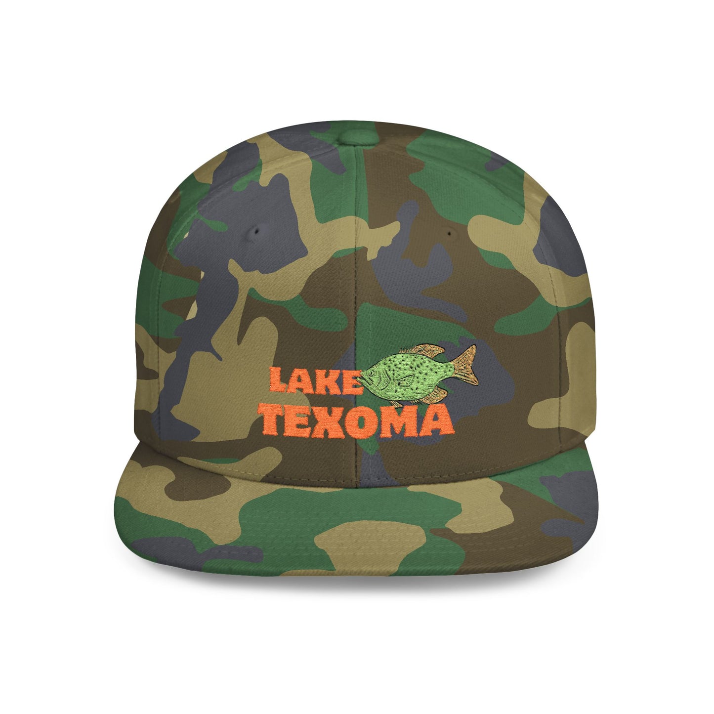 Lake Texoma Fish Flat Bill Snapback Hat, Fishing Cap, Outdoor Gear, Lake House Gift, Summer Accessories, Stylish Headwear