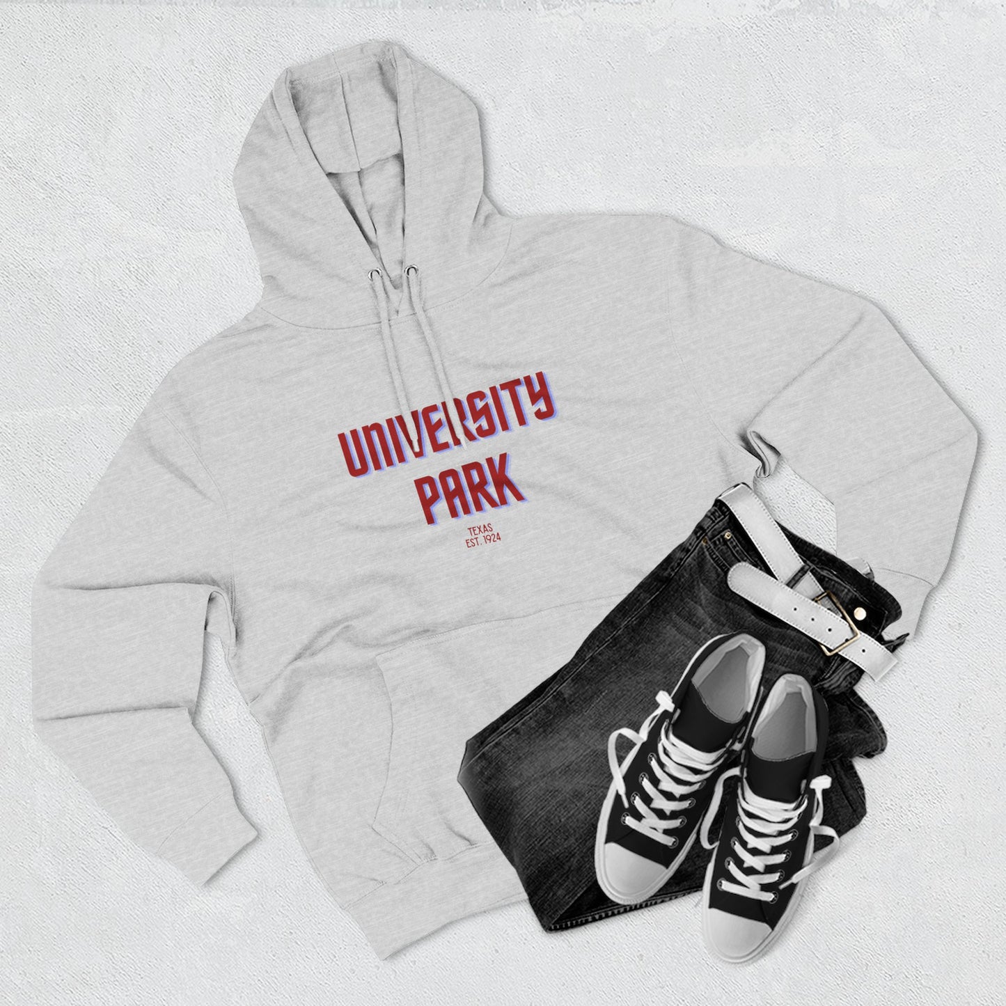 University Park Fleece Hoodie, Casual Sweatshirt, Cozy Layering Piece, Perfect Gift for All Occasions, Stylish Streetwear