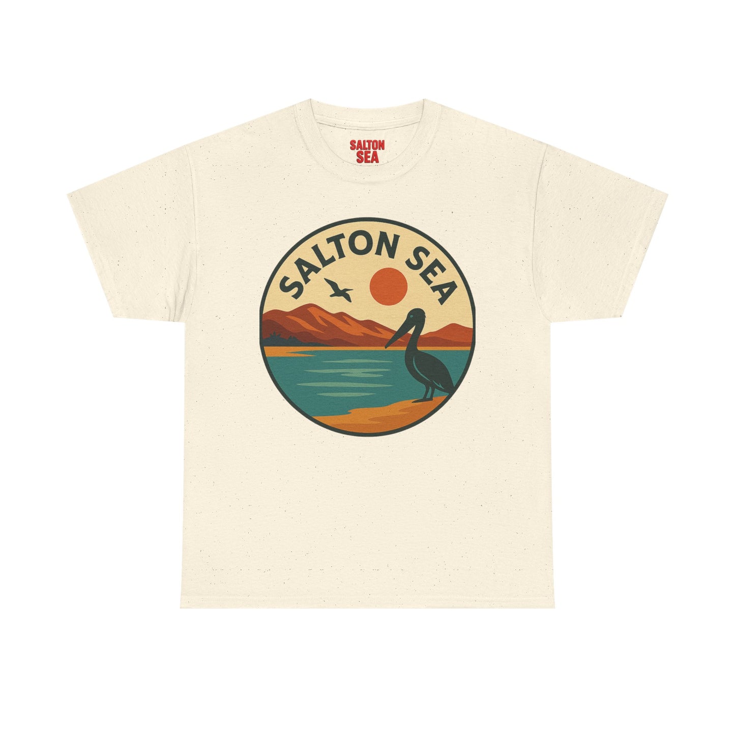 Salton Sea Graphic Tee | Unisex Heavy Cotton T-Shirt, Nature Lover Gift, Lake Adventure Shirt, Outdoor Apparel, Vintage Lake Design