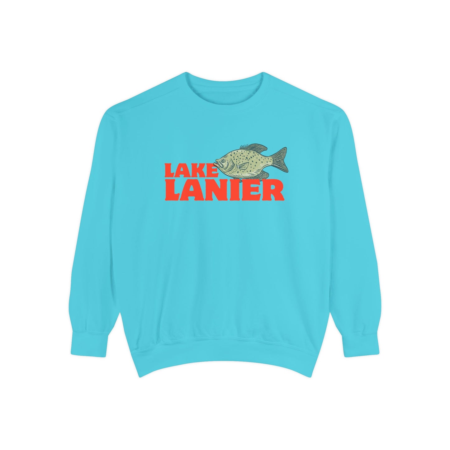 Lake Lanier Fish Sweatshirt | Unisex Garment-Dyed Apparel | Cozy Lake Life Gift, Relaxed Weekend Wear, Fishing Enthusiast Gear