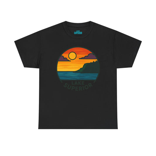 Lake Superior Graphic Tee | Unisex Heavy Cotton T-Shirt, Nature Lover Gift, Lake Adventure Shirt, Outdoor Apparel, Vintage Lake Design