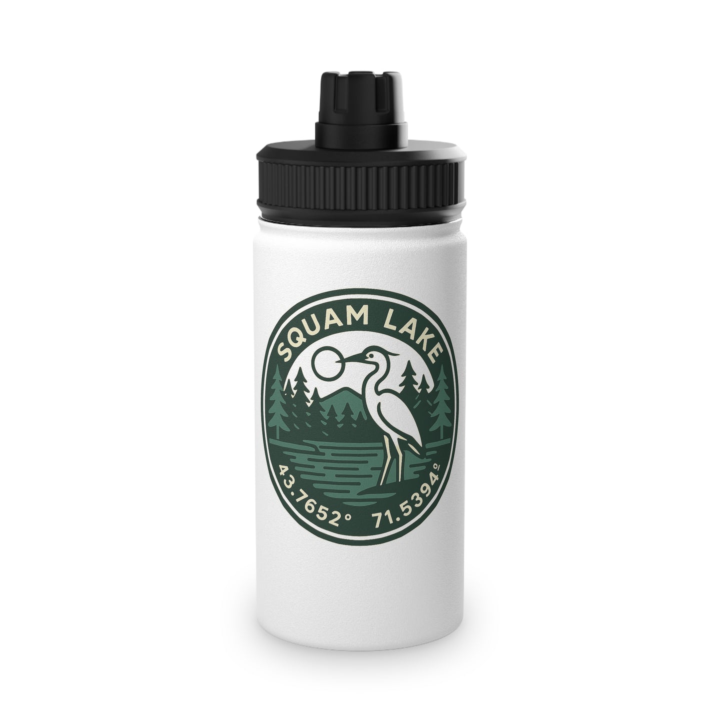 Squam Lake Stainless Steel Water Bottle, Sports Lid