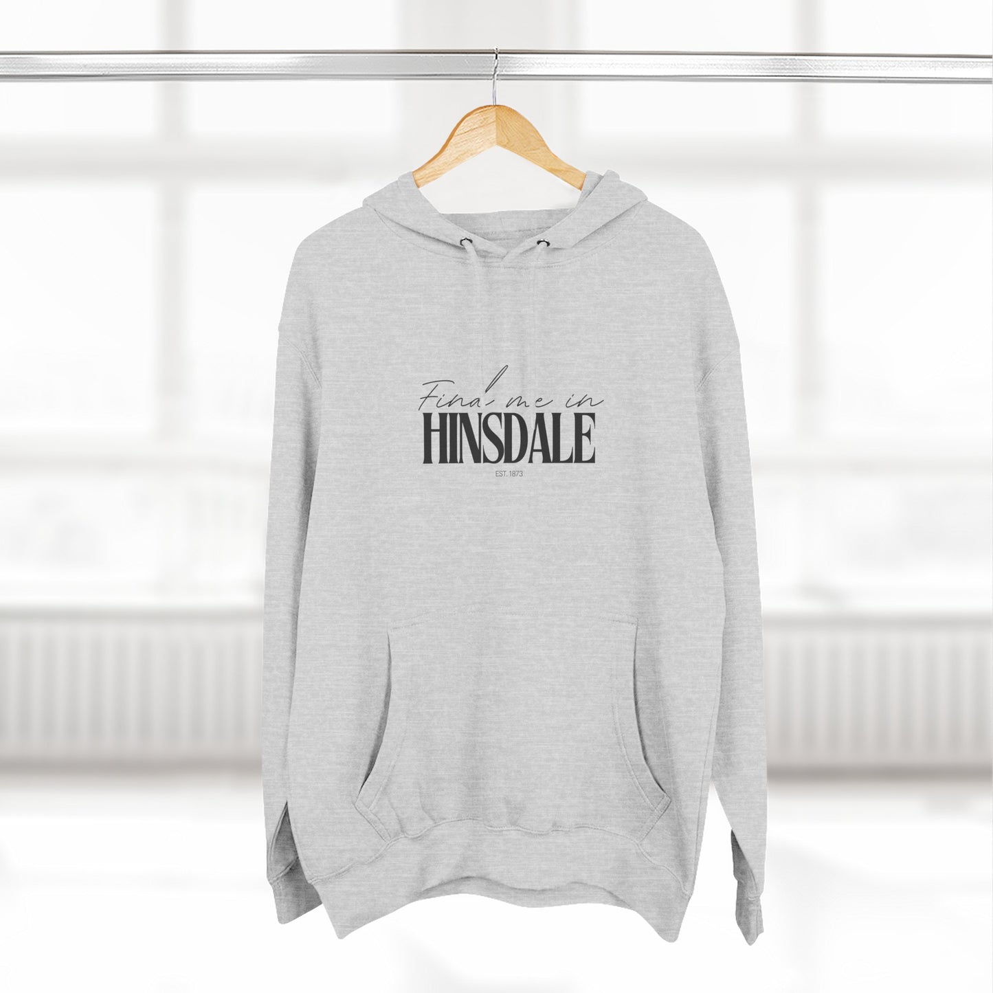 Hinsdale Stylish Three-Panel Fleece Hoodie for Everyday Comfort, Personalized Gift, Casual Wear, Unisex Hoodie, Cozy Fashion