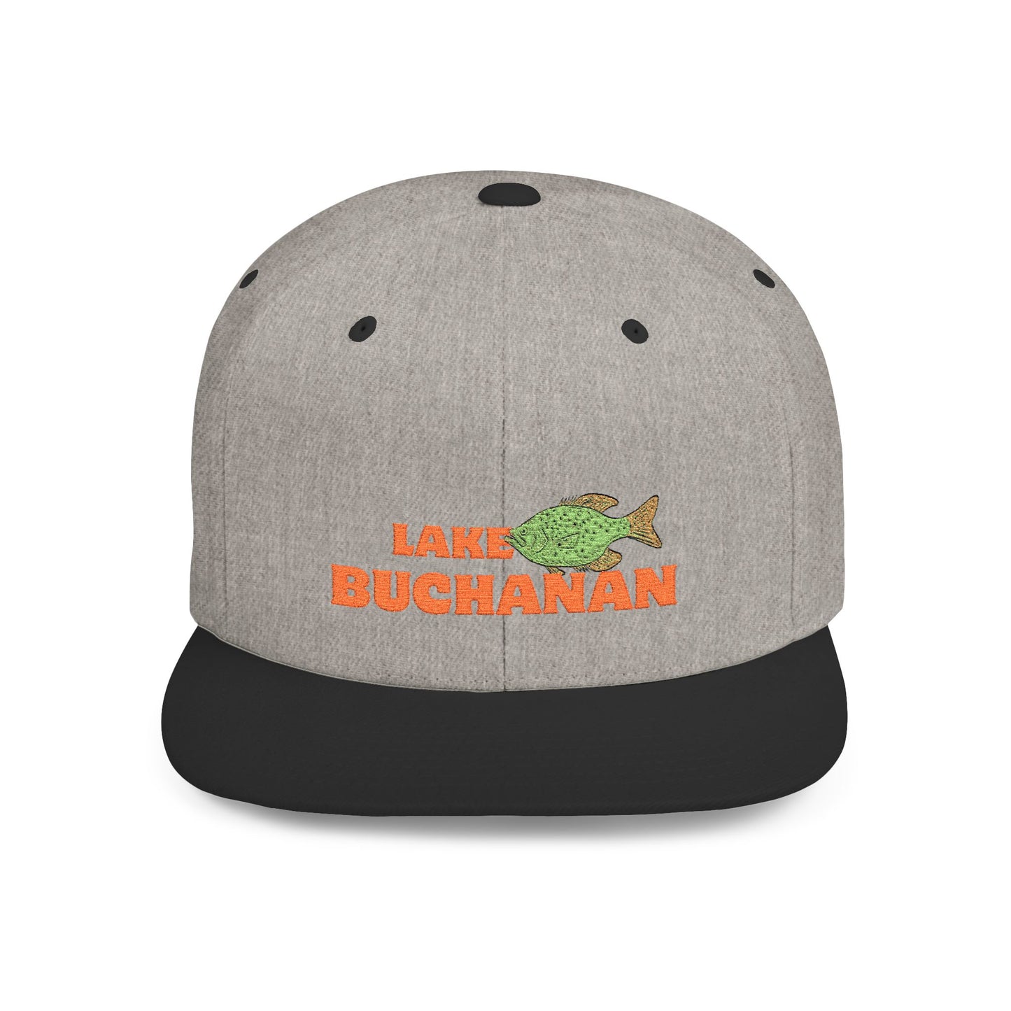 Lake Buchanan Fish Flat Bill Snapback Hat, Fishing Cap, Outdoor Gear, Lake House Gift, Summer Accessories, Stylish Headwear