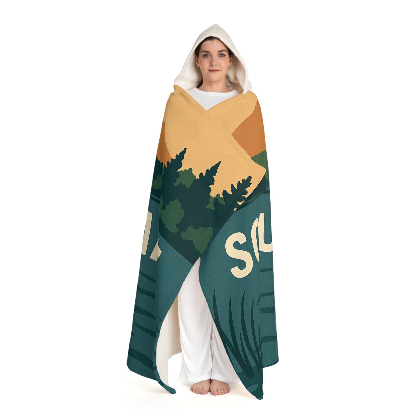 Squam Lake Hooded Sherpa Fleece Blanket