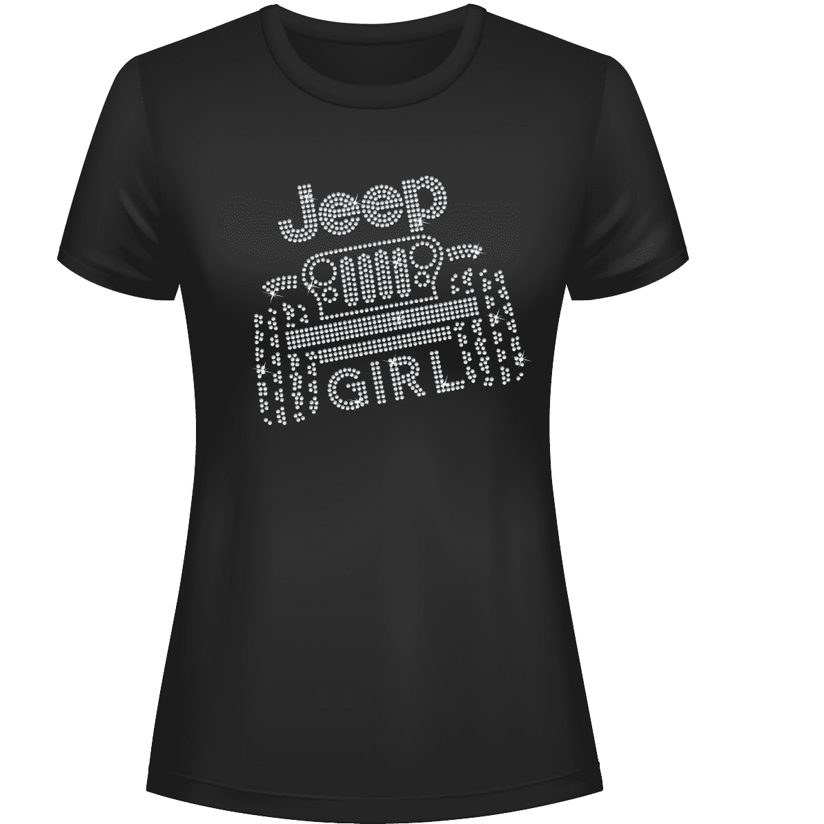 Jeeper Girl Rhinestone Tee Black, Short or Long  Sleeve 1