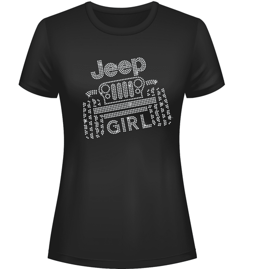 Jeeper Girl Rhinestone Tee Black, Short or Long  Sleeve 1