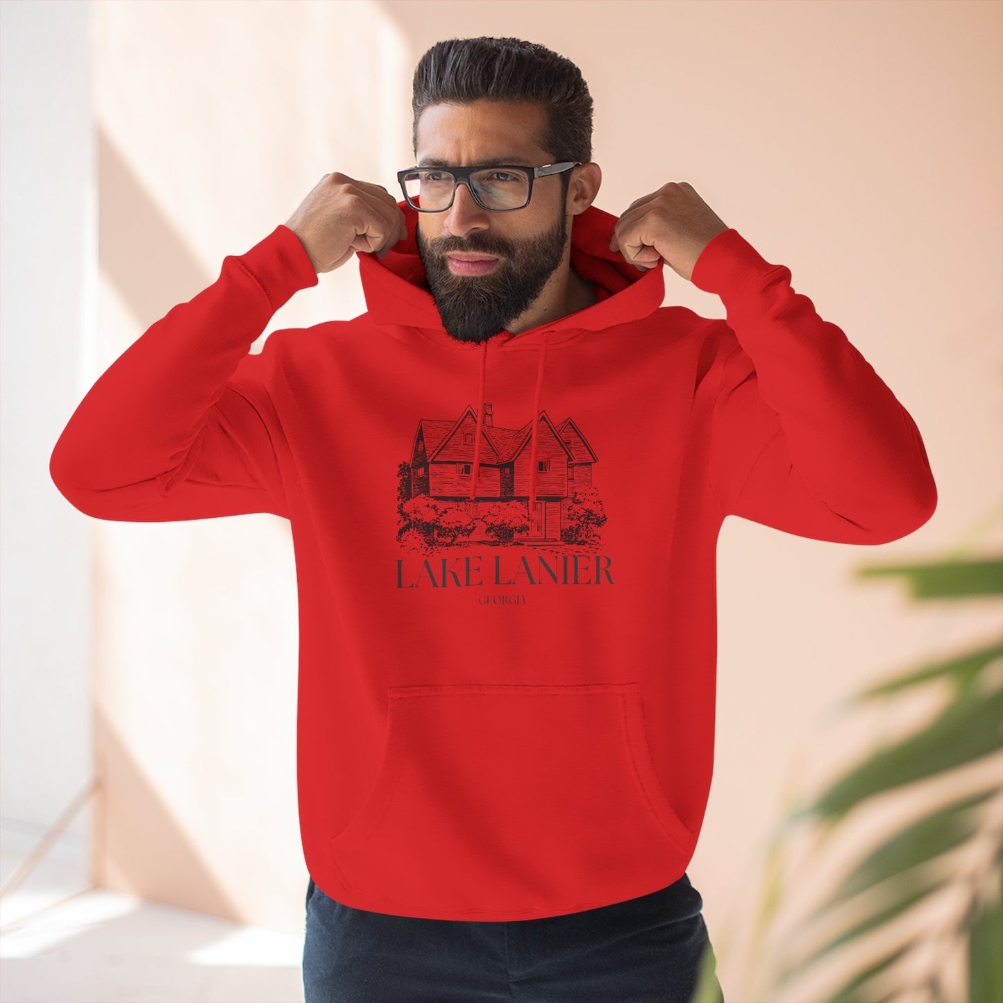 Cozy Lake Lanier Fleece Hoodie - Perfect for Relaxing, Outdoor Adventures, Gifts for Nature Lovers, Fall and Winter Apparel