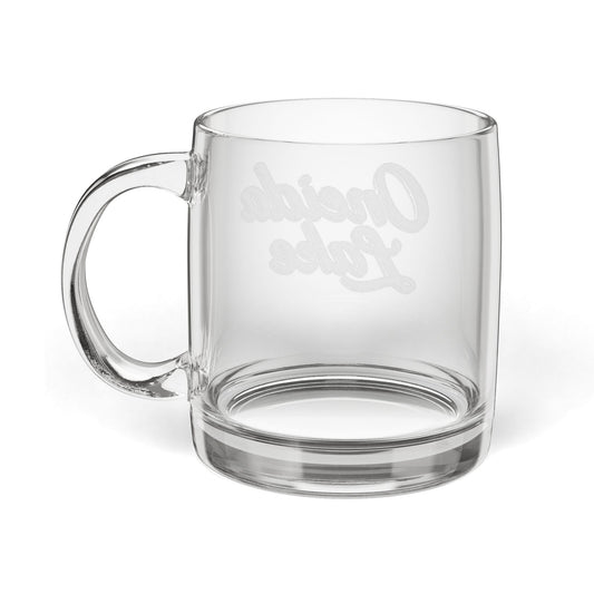 Oneida Lake Engraved Coffee Mug - Personalized Glass Cup for Coffee Lovers, Gifts for Birthdays, Weddings, Housewarming, Custom Drinkware