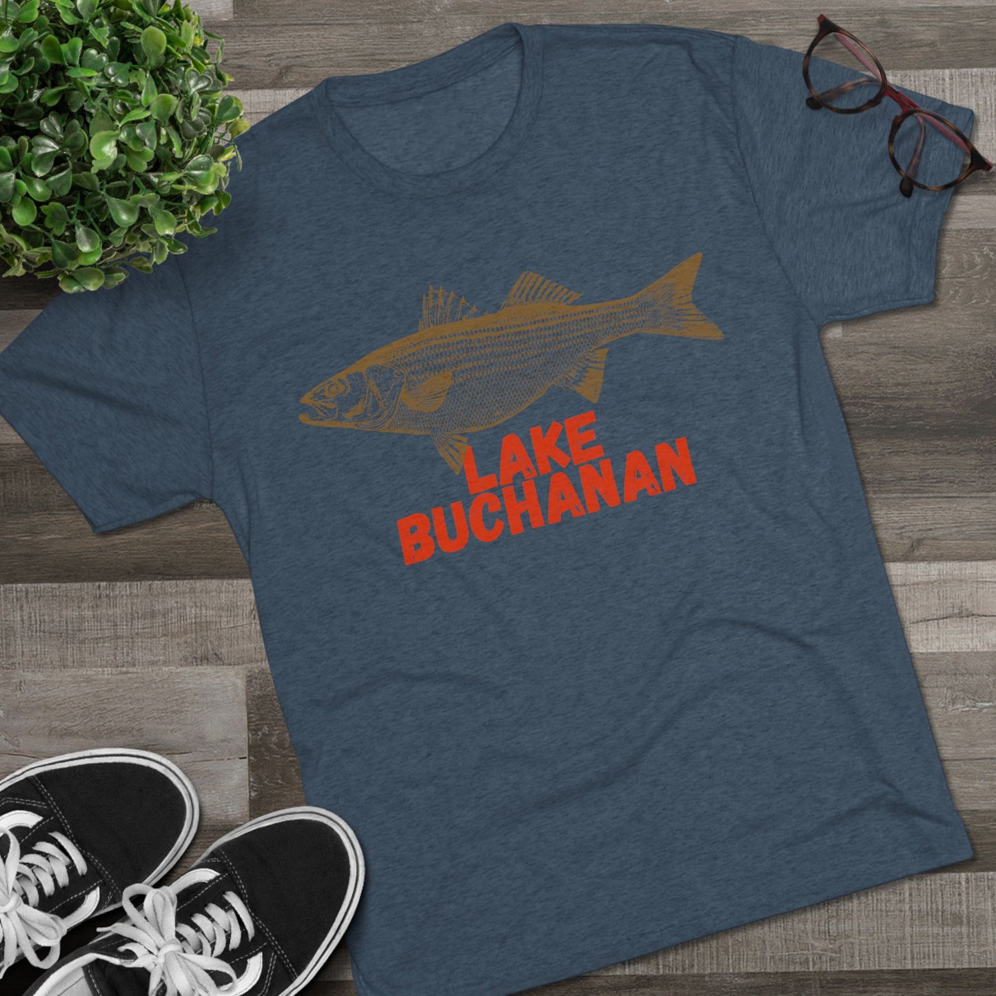 Lake Buchanan Fishing Tee, Unisex Crew Neck Shirt, Summer Lake Apparel, Gift for Fishermen, Outdoor Adventure T-Shirt, Lake House Style