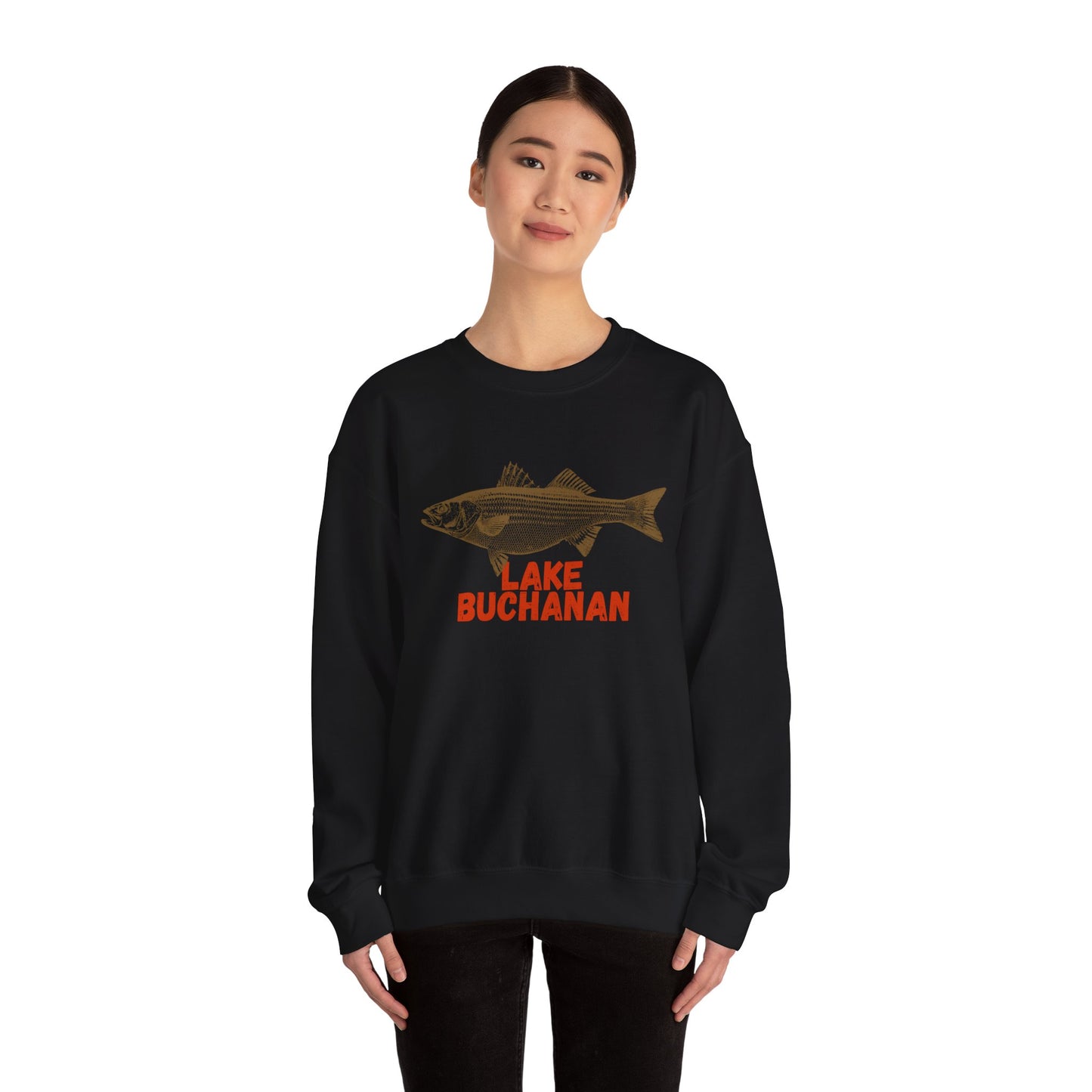Lake Buchanan Fishing Sweatshirt, Unisex Crewneck, Casual Wear, Gift for Fishermen, Outdoor Apparel, Lake House Cozy
