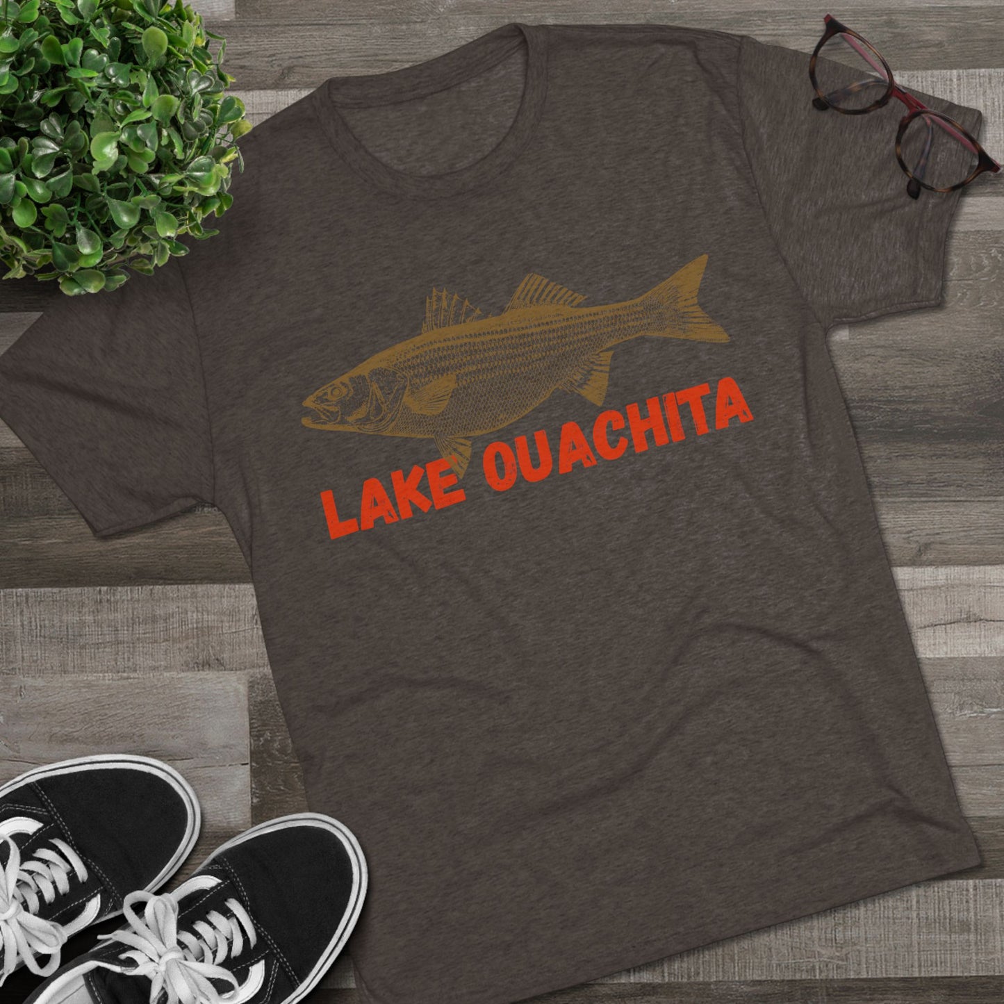 Lake Ouachita Fishing Tee, Unisex Crew Neck Shirt, Summer Lake Apparel, Gift for Fishermen, Outdoor Adventure T-Shirt, Lake House Style
