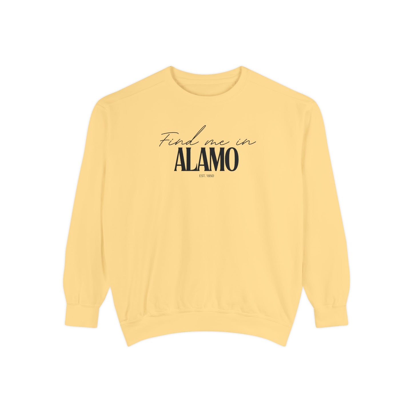 Alamo Cozy Sweatshirt, Unisex Garment-Dyed Crew, Casual Wear, Gift for Friends, Fall Fashion, Lounge Style