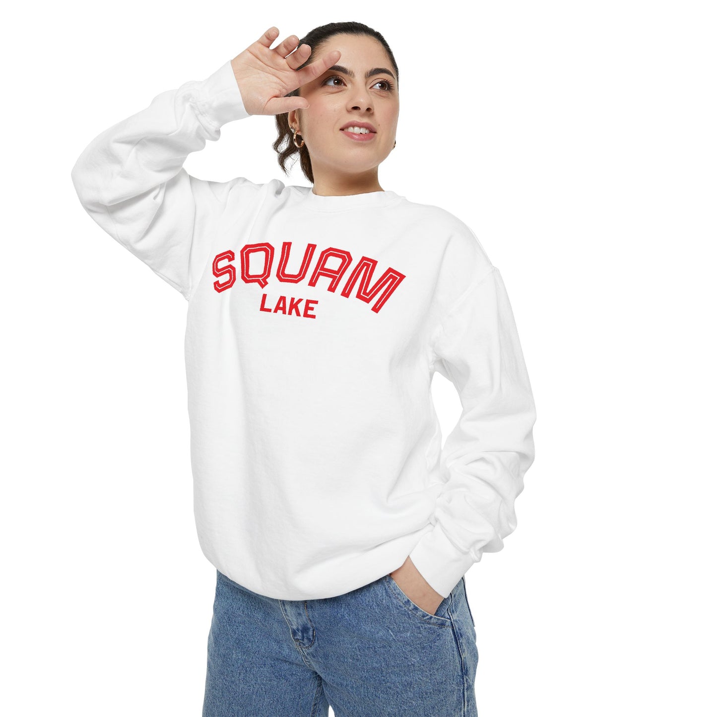 Squam Lake Unisex Garment-Dyed Sweatshirt, Cozy Casual Wear, Perfect for Lakeside Gatherings, Great for Fall, Gift for Nature Lovers