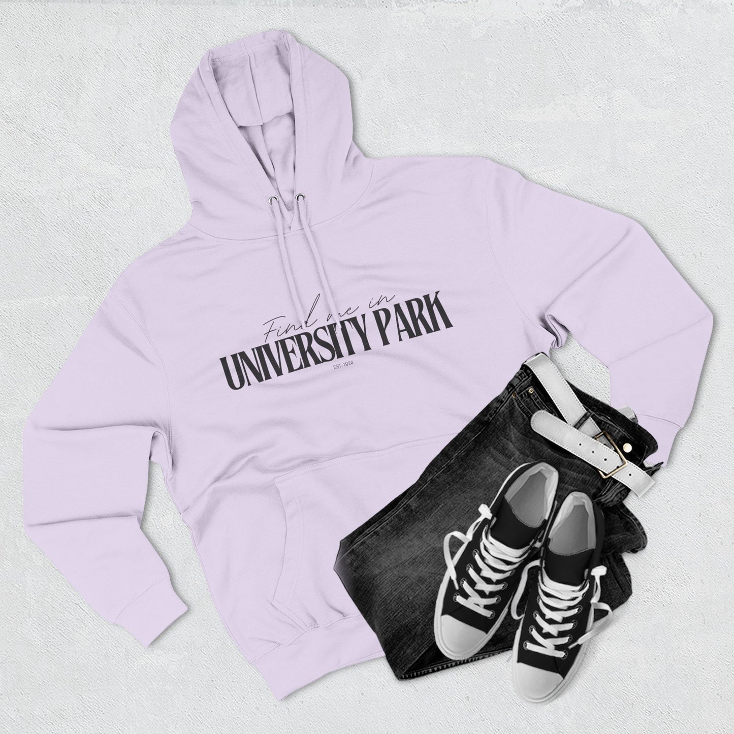 University Park Stylish Three-Panel Fleece Hoodie for Everyday Comfort, Personalized Gift, Casual Wear, Unisex Hoodie, Cozy Fashion