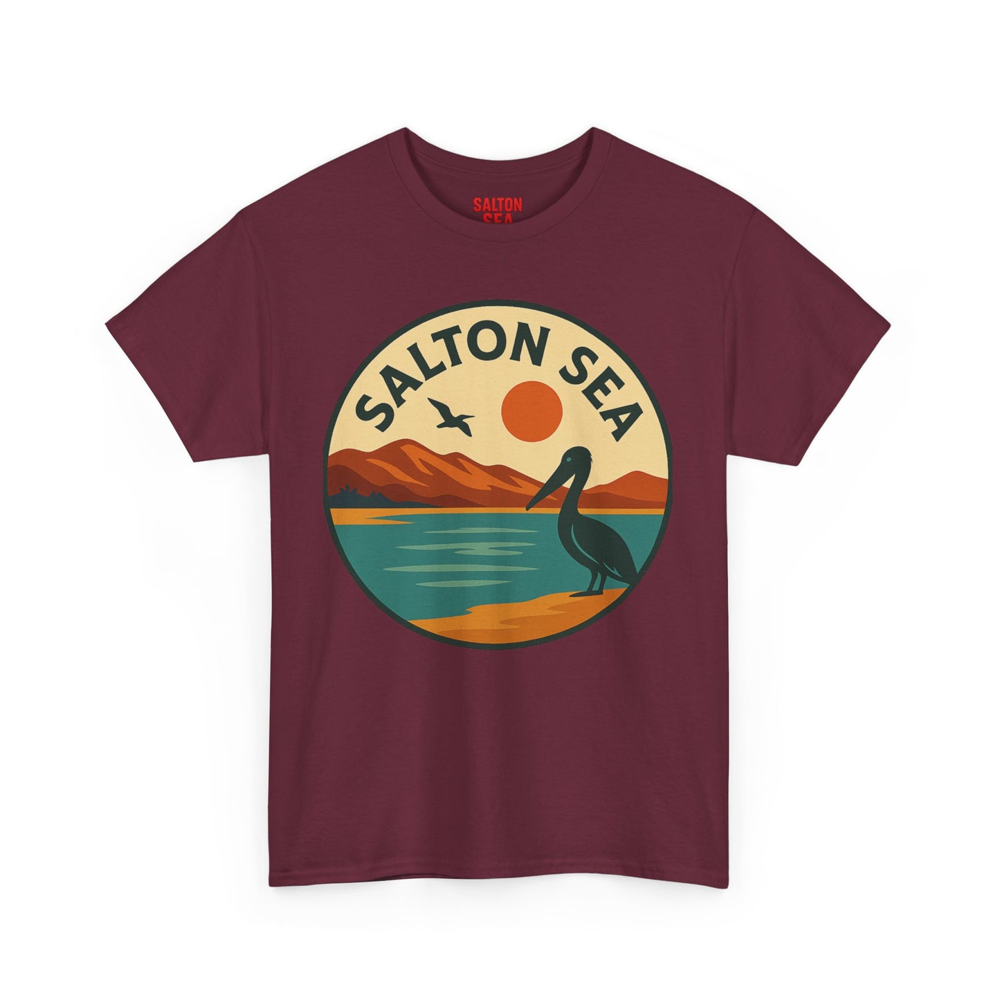 Salton Sea Graphic Tee | Unisex Heavy Cotton T-Shirt, Nature Lover Gift, Lake Adventure Shirt, Outdoor Apparel, Vintage Lake Design
