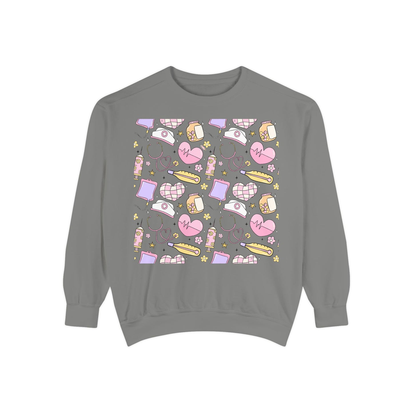 Nurse Cute Patterned Unisex Sweatshirt - Cozy Gift for Her, Trendy Casual Wear, Perfect for Fall, Spring, Birthdays, Love, Friendship