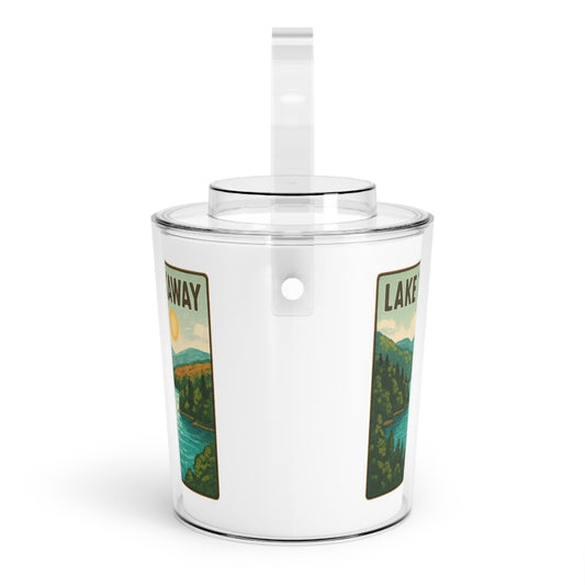 Lake Toxaway Charming Lake House Ice Bucket with Tongs, Summer Party Essential, Outdoor Gatherings, Vintage Lake Decor, Unique Gifts for Hosts
