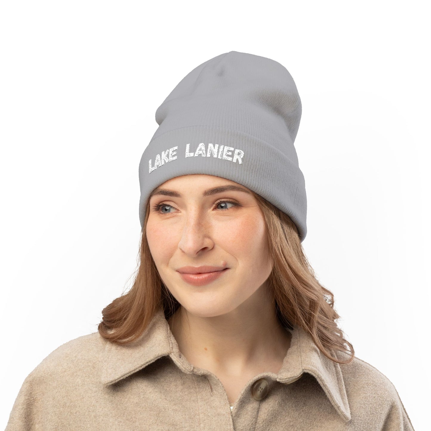 Lake Lanier Cozy Embroidered Knit Beanie, Winter Hat, Lake Lanier Merchandise, Warm Knit Hat, Gift for Her, Outdoor Beanie