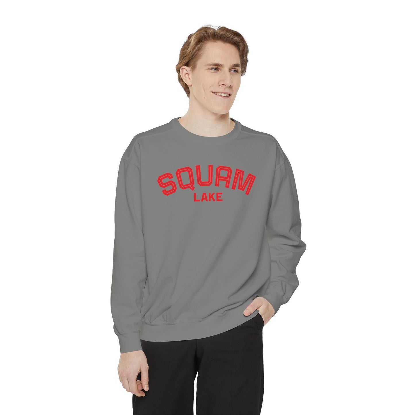 Squam Lake Unisex Garment-Dyed Sweatshirt, Cozy Casual Wear, Perfect for Lakeside Gatherings, Great for Fall, Gift for Nature Lovers
