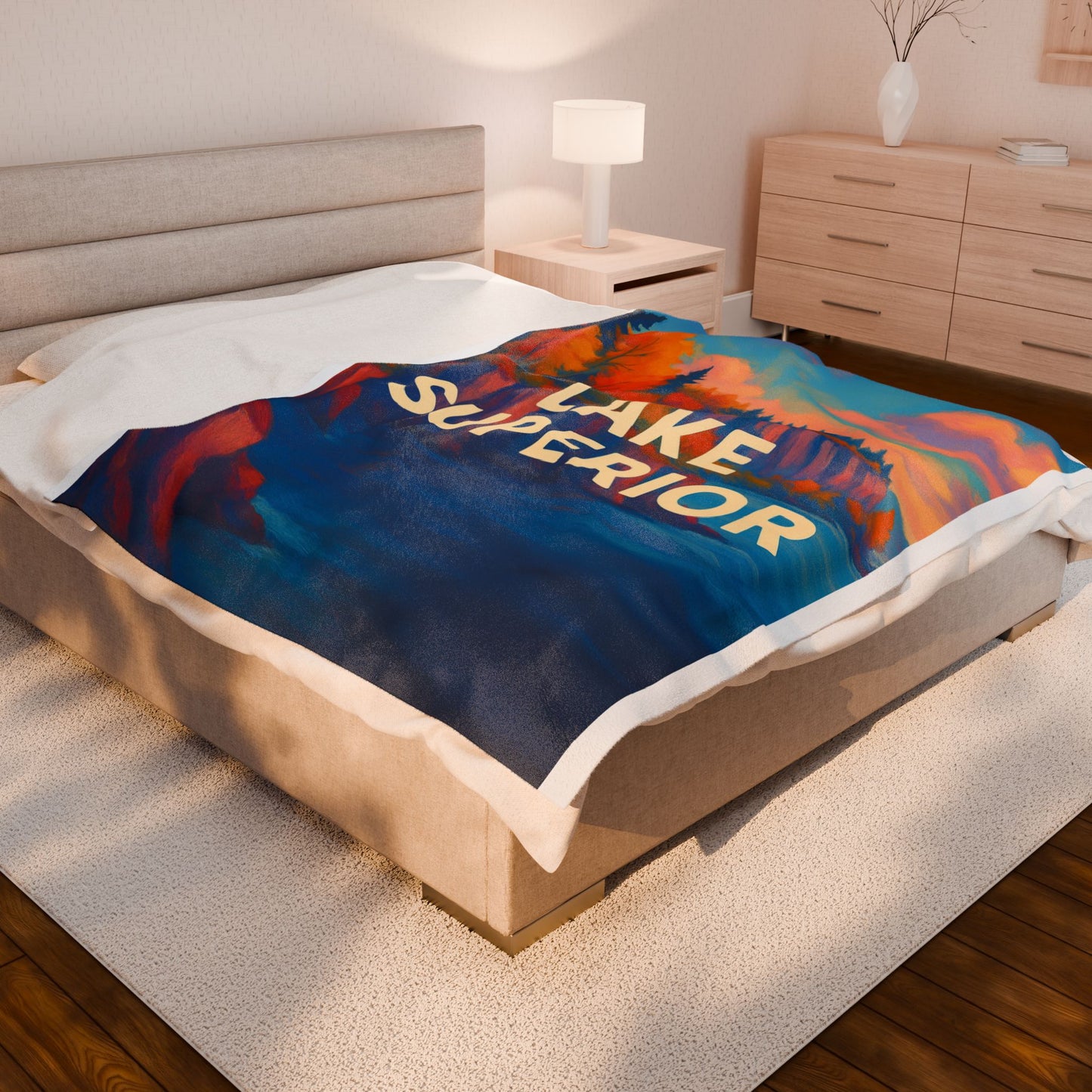 Lake Superior Velveteen Plush Blanket