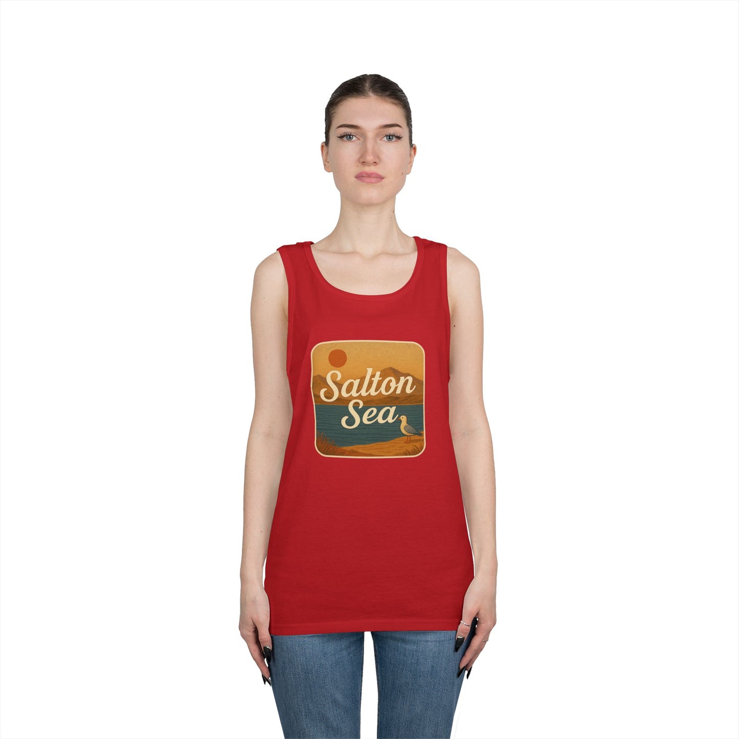 Salton Sea Vintage Unisex Heavy Cotton Tank Top, Summer Shirt, Lake Apparel, Outdoor Activity, Gift for Nature Lovers